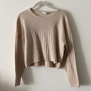 For The Republic Slouchy Ribbed Knit Top in Light Tan